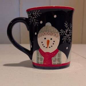 Snowman Mug with Red and Black Design